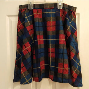 Blue, Red, Gray, Plaid Skirt, XL (US 10)
